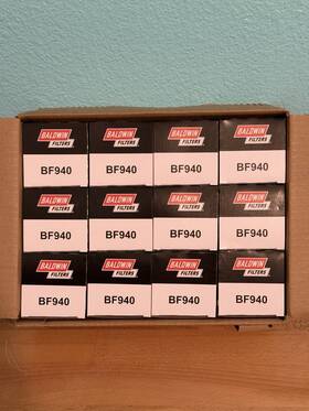Bf940 Baldwin Lot Of 12 Spin-on Fuel Filters 15 Micron Pack
