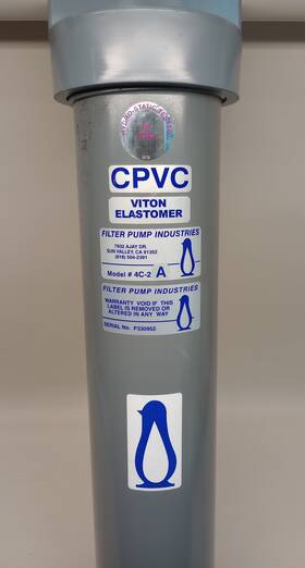 4c-2a Filter Pump Industries Cpvc Viton Elastomer Chamber 20 Inch