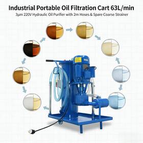 134098a Haywhnkn High Precision Portable Oil Filter Cart 63l/min 3 M Hydraulic W Spare Strainer