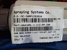 Aa430ml-1-1 Spraying Systems Co. Aa430ml-1-1/2-pp-200 1.5 Inch Filter With 200 Mesh Cartridge