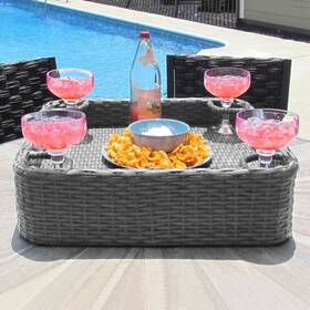 Sunjoy 841057184455 Floating Pool Tray 36x24ftft Aluminum Frame Accessory