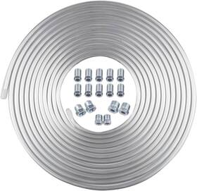 Tubpro 313017957909 1/4 Inch Od Brake Line 25ft Alumal Tubing Kit With Fittings Includes 16 Nuts Wall