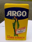 Vintage 1970S Argo Corn Starch Box Sealed Full Old Food Packaging Maiden Mascot. Fixed Price $75.00.