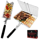 Bbq Grill Basket Set, 304 Stainless Steel With Wooden Handle. Fixed Price $45.20.