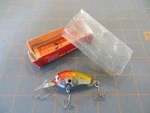 Vintage Bill Norman Crankbait Box - Red, Yellow & Clear 3 Inch. Fixed Price $8.50.