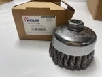 Weiler 12406 Single Row Knot Wire Cup Brush .014" Stainless Steel Fill 5/8-11. Fixed Price $47.99.