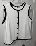 Bailey 44 Tank Top Vest, White/ Black Trim, Button Up Women's Sz New. Fixed Price $34.50.