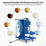 High Precision Portable Oil Filter Cart 63L/MIN Hydraulic W Spare Strainer. Fixed Price $1268.68.