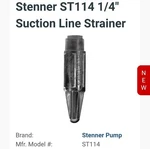 Stenner ST114 Pump Weighted Suction Line Strainer 1/4" New. Fixed Price $9.95.